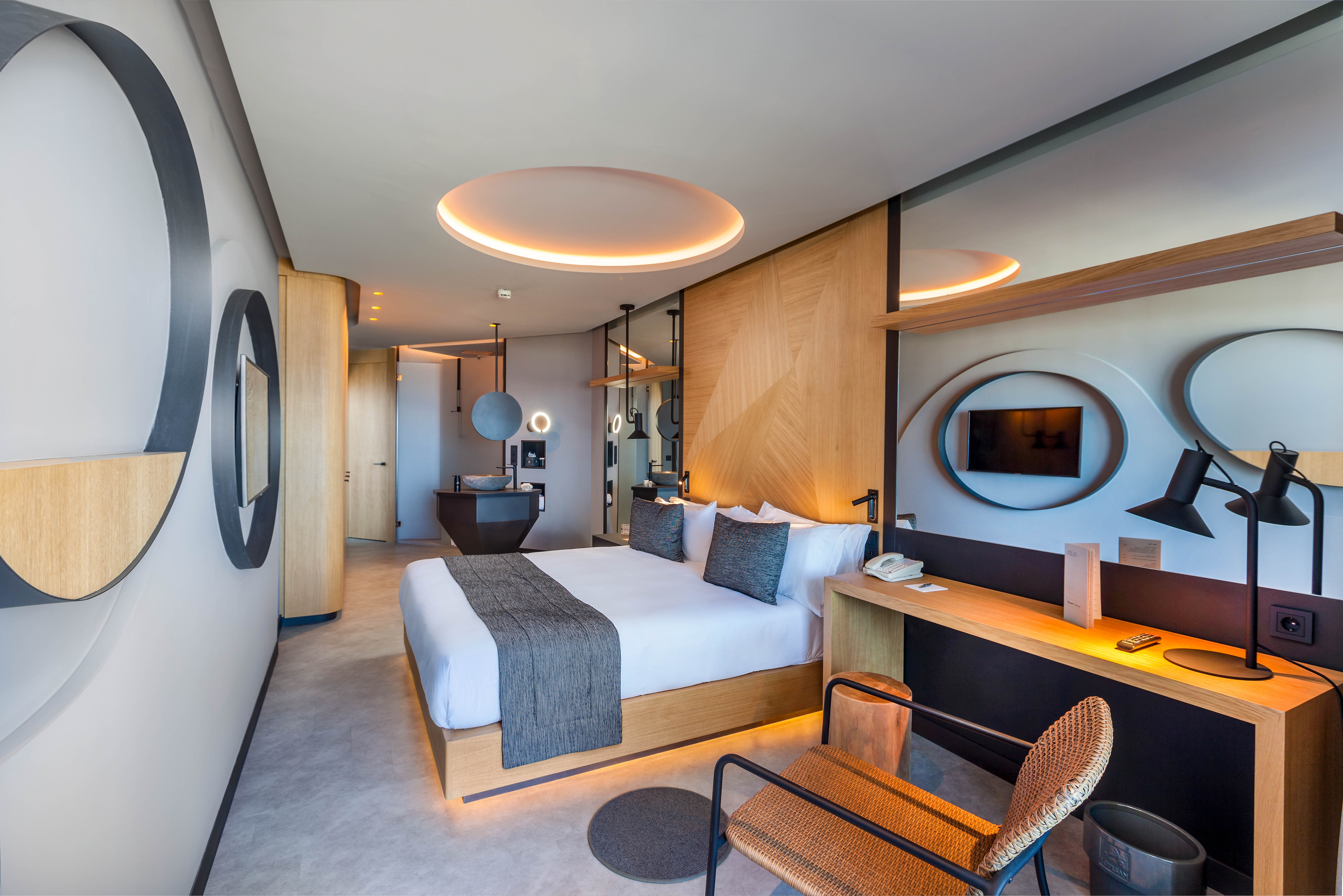 cama habitacion doble deluxe hotel faro lopesan collection